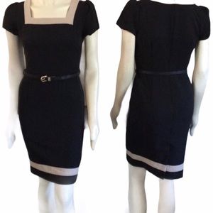 Elegant Black Midi Dress with Belt
